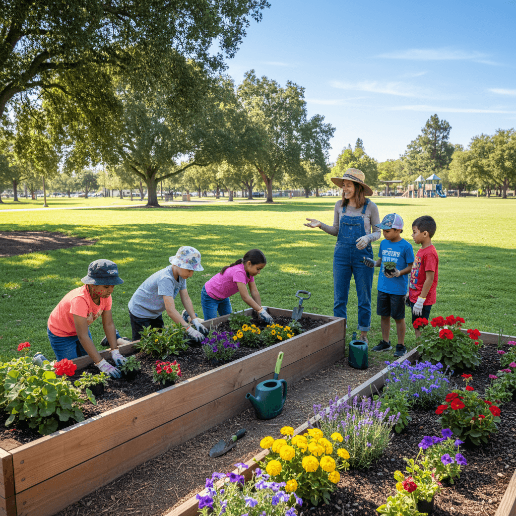 Kids participating in community service