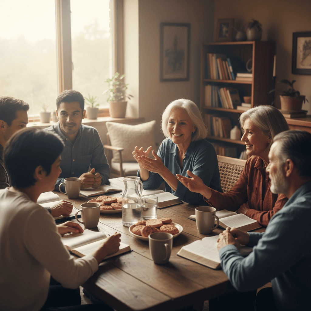 Bible study and small group discussion at church