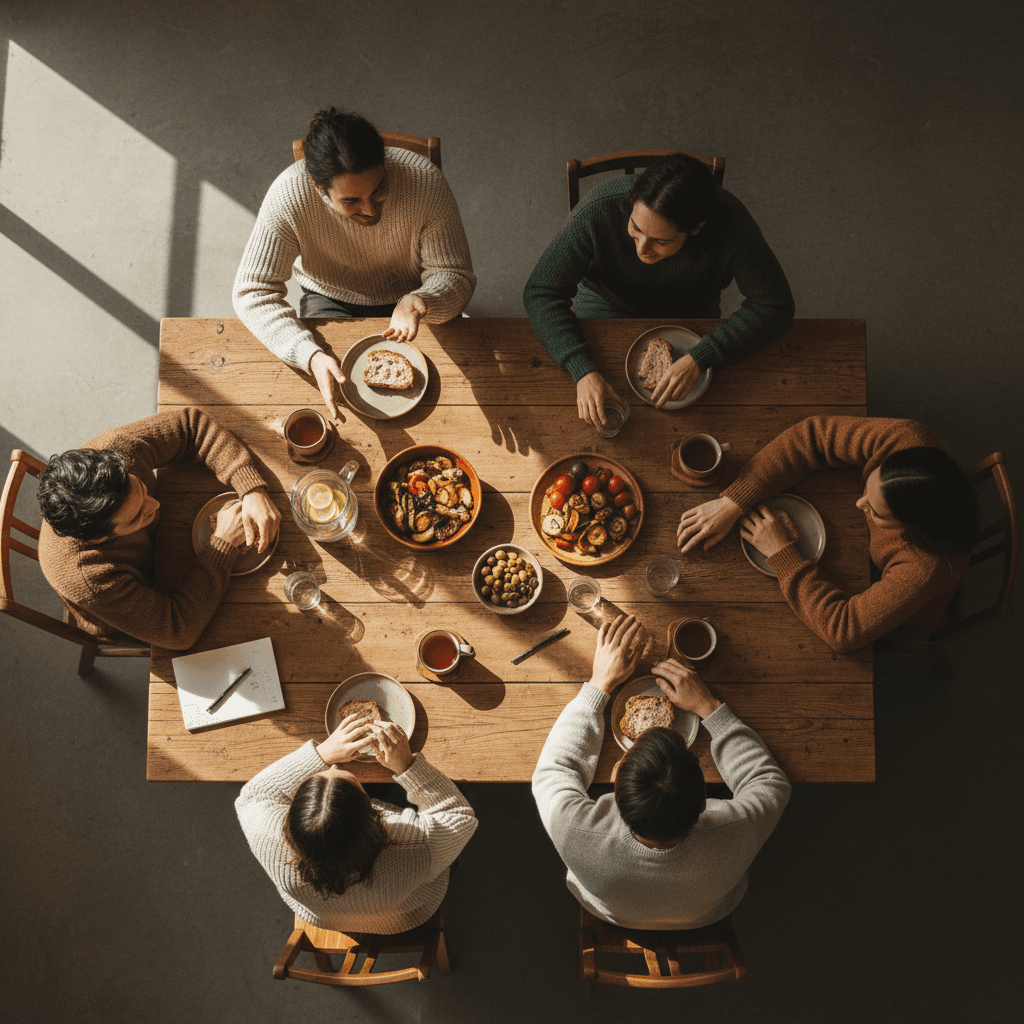 Young adults in small group discussion