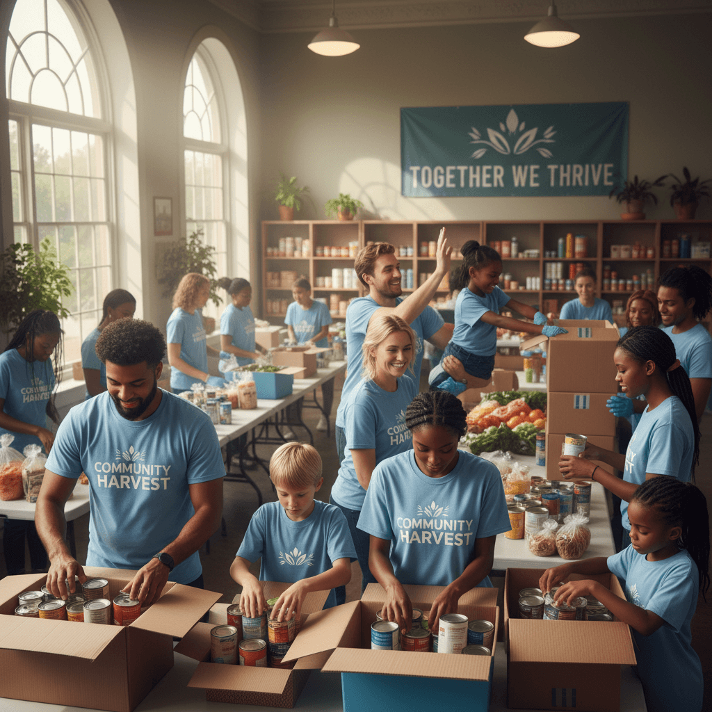 Church members volunteering together in community service