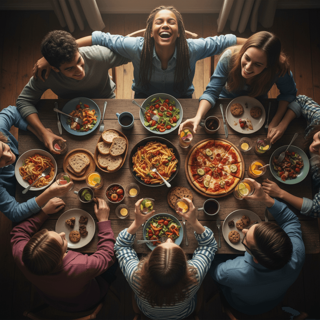 Crew Ministry teens sharing a meal and fellowship together