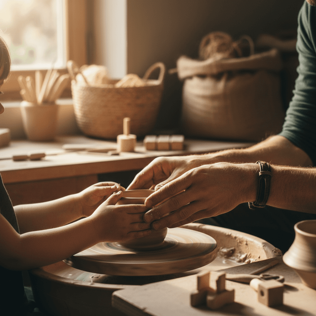 Mentor guiding a child during ministry activity
