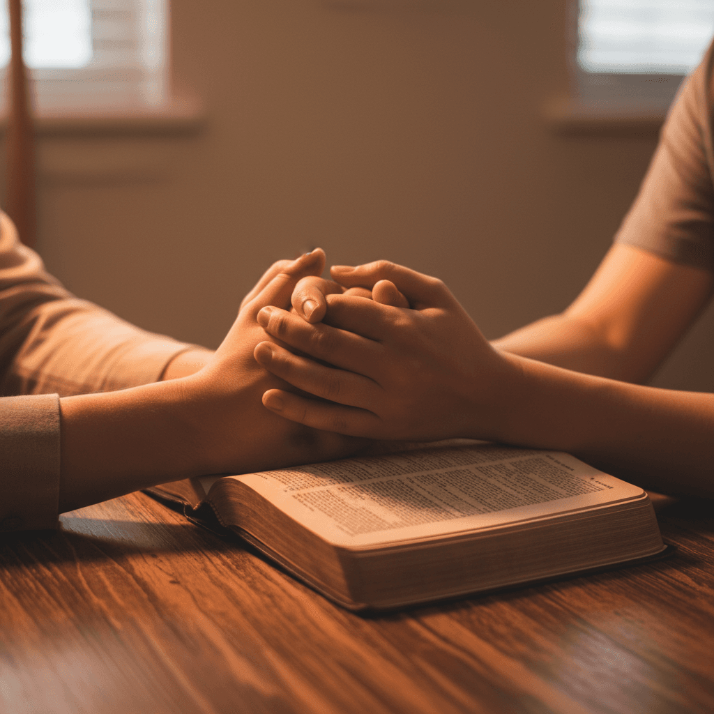 Prayer and spiritual care moment between church members